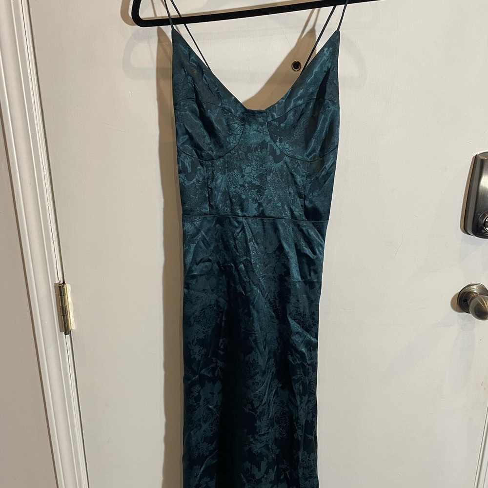Cider Green/Blue Slip Dress Spaghetti Strap Backless
